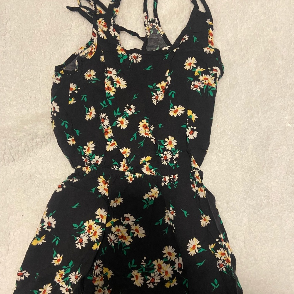 Black Floral Romper (will wash clothes to get them fresh & wrinkles out)!